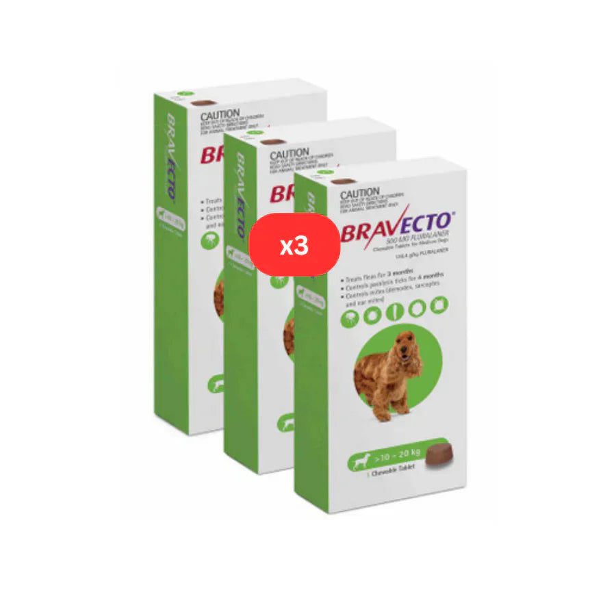 3 PCS Bravecto anti-Puces et Tiques à croquer pour chien de 10 à 20 kg -Vert 3