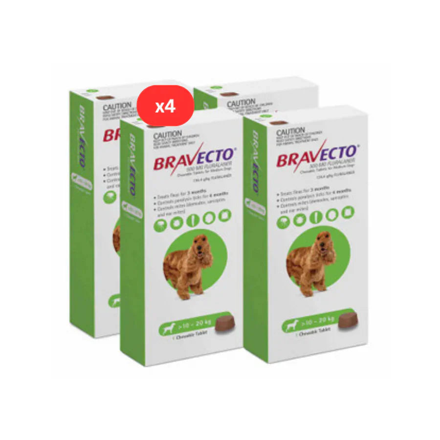 4 boite de bravecto pour chien vert