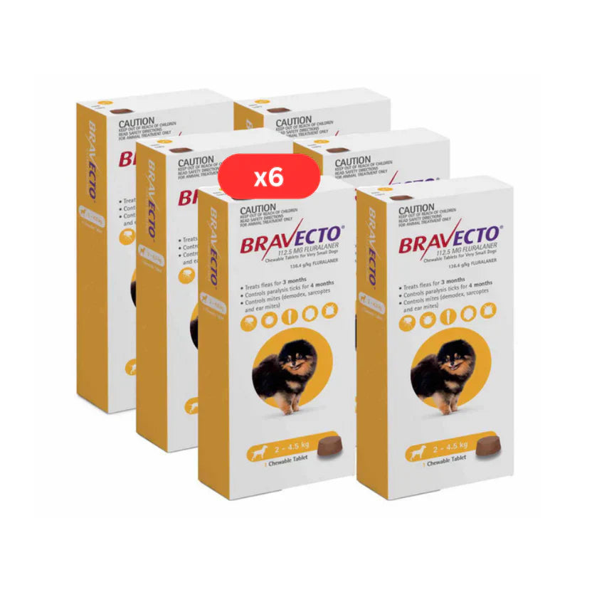Bravecto anti-Puce et Tique à mâcher pour chien de 2 à 4,5 kg Jaune 1