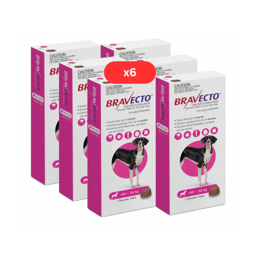 3 Bravecto anti-Puce-tique à mâcher pour chien 88-123lbs(40-56 kg)Rose